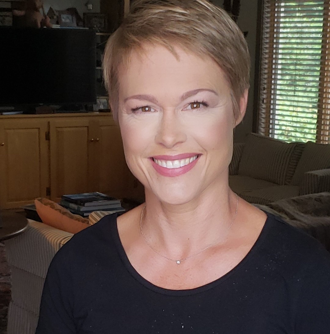 Natural glam in-home makeup by Doorbell Salon — short hair client Fairfield County CT